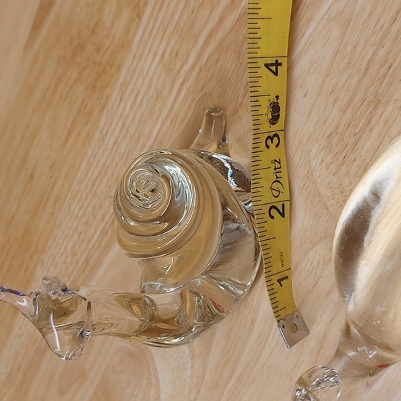 Clear art glass Snail & Whale Paperweight sculptures - Picture 7 of 7